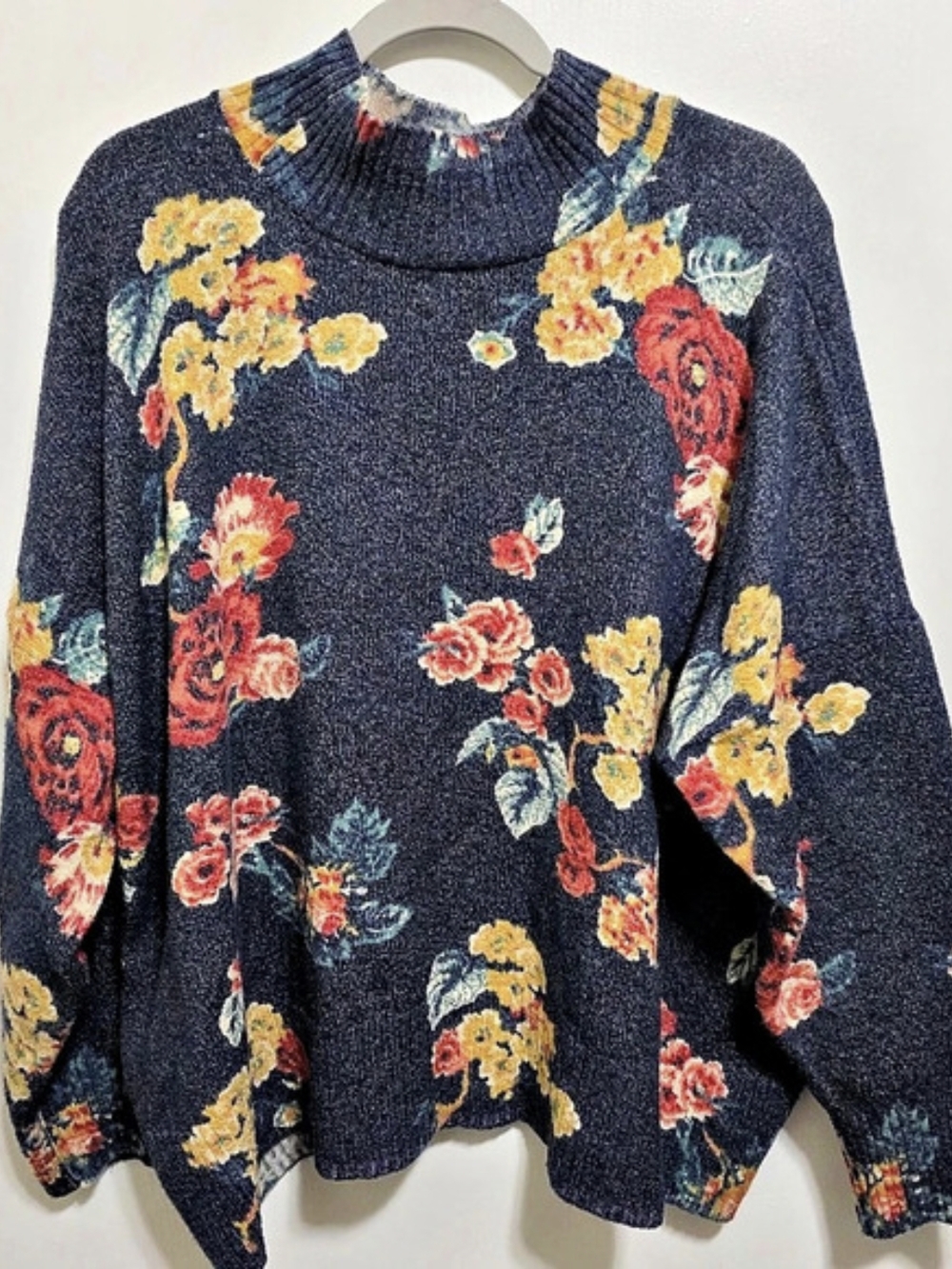 LC Lauren Conrad Floral Mock Neck Knit Sweater Plus Size 3X Cottagecore